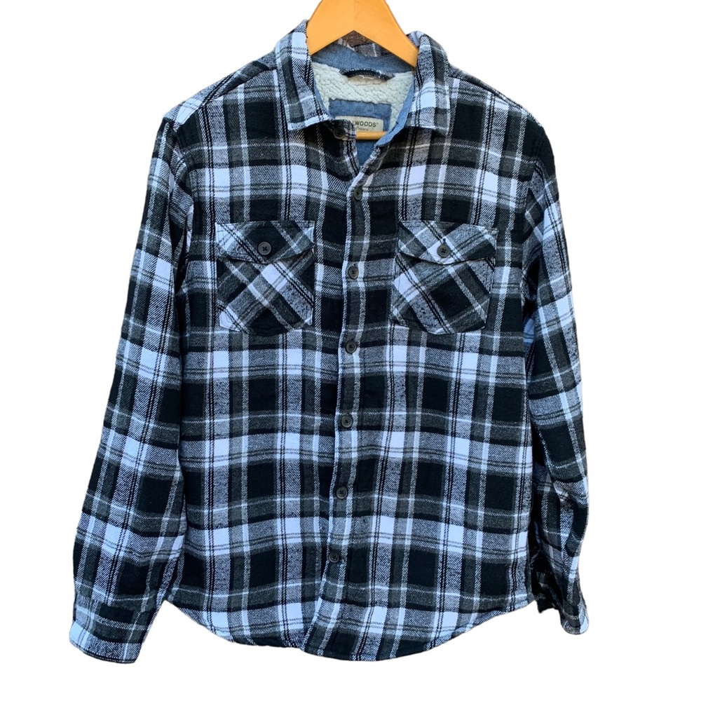 Tallwoods Bruno Milano Men’s Medium Black Plaid Sherpa Lined Button Up Shirt